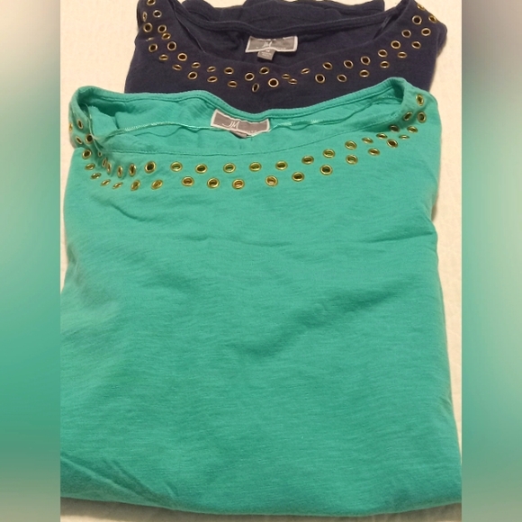 2 JM Collection pullover tops green and navy colors. Both are size 1X. - Picture 3 of 3